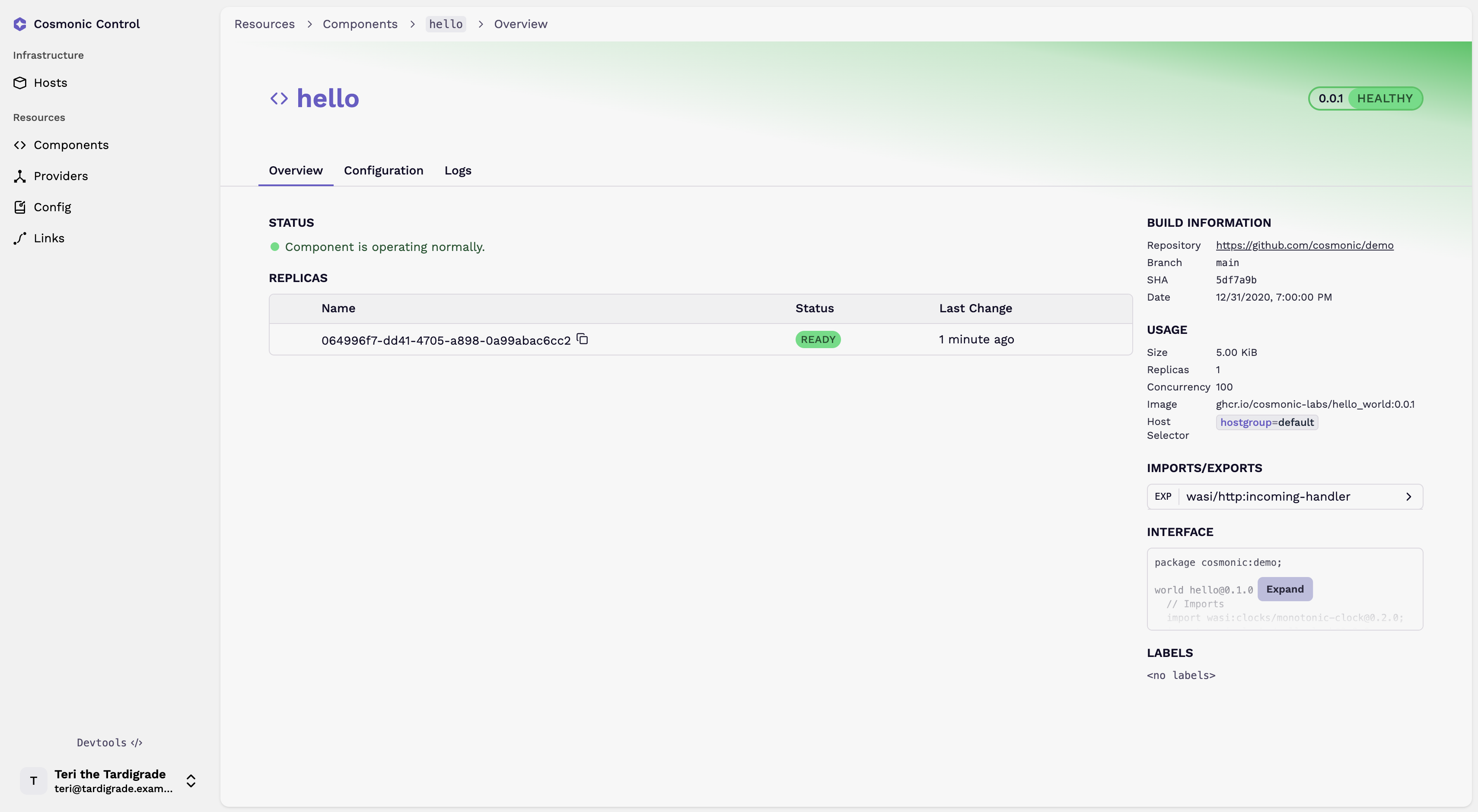 Component page