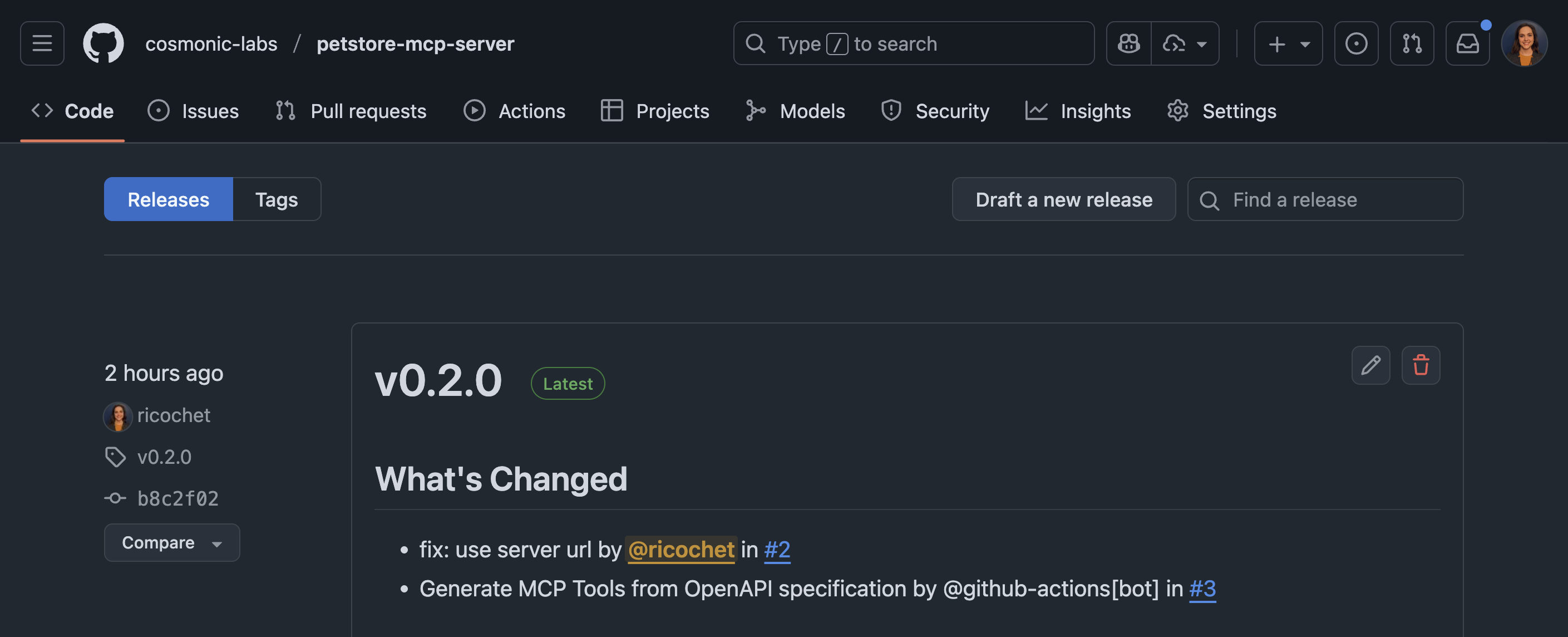 Draft a new release