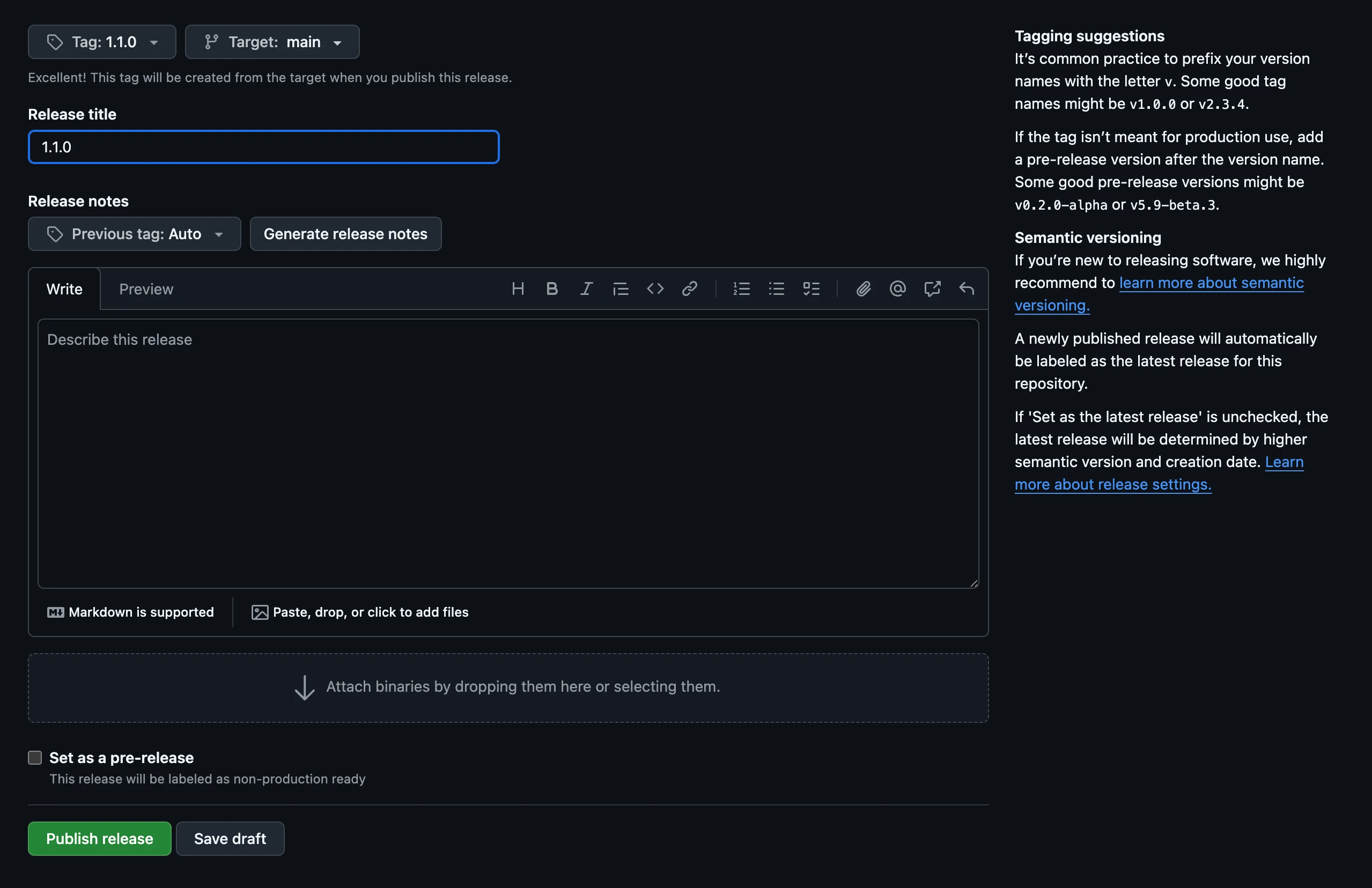 Publish release